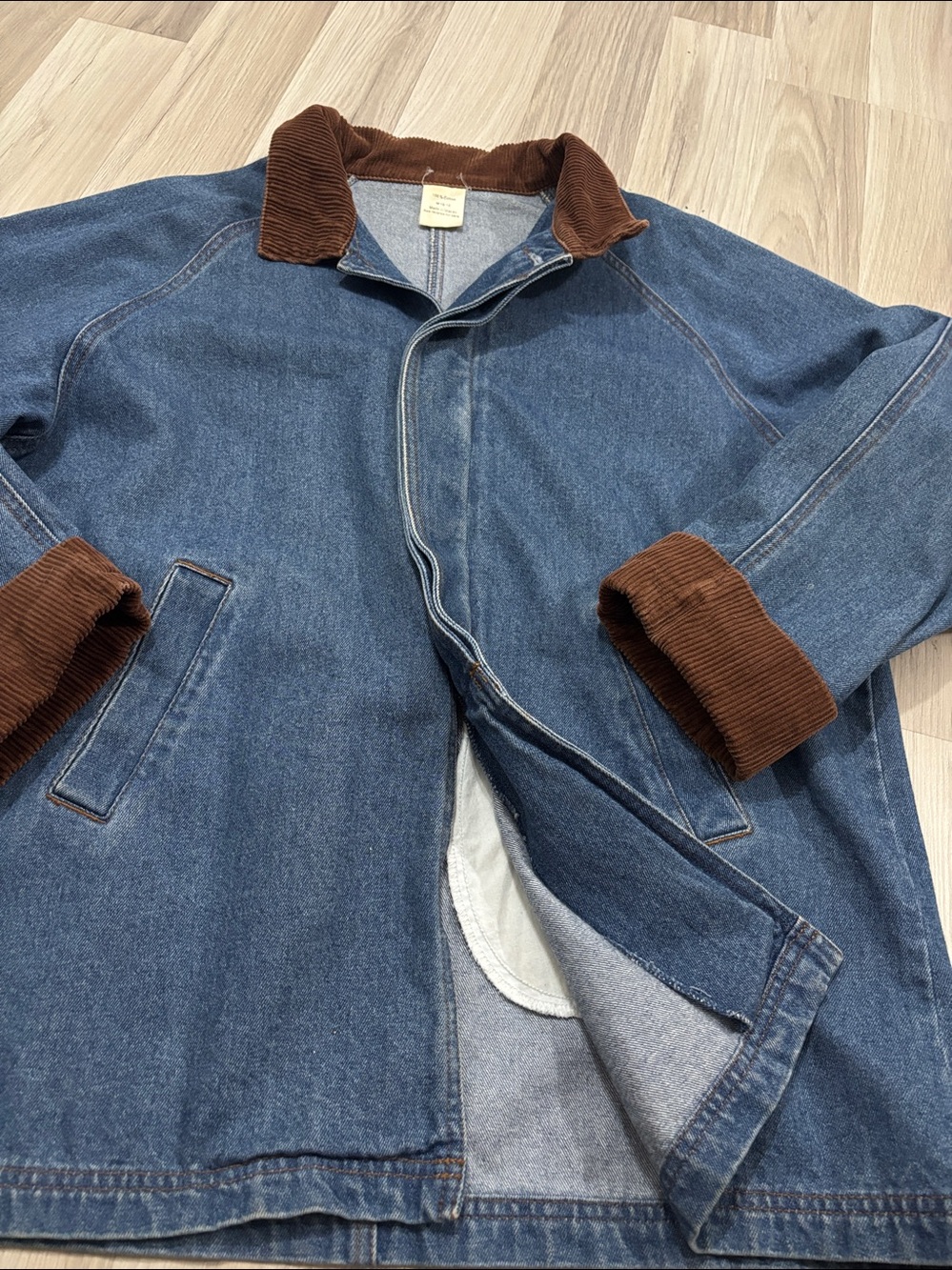 Vintage Chore Coat Womens Denim Corduroy Cuff Collar Utility Rugged Homestead M - Picture 7 of 10